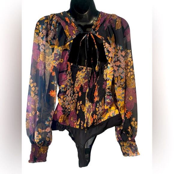 Free People | FP Intimately Wanderlust Bodysuit in Black floral Size L. NWT - Picture 9 of 16